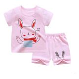 Pijama Niña Algodon Manga Corta Short Conejita Rosa