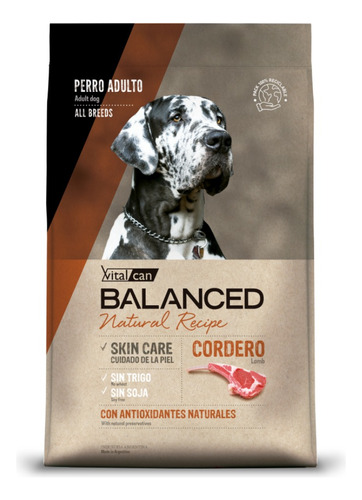 Alimento Vitalcan Balanced Natural Cordero Perro Adulto 15 K