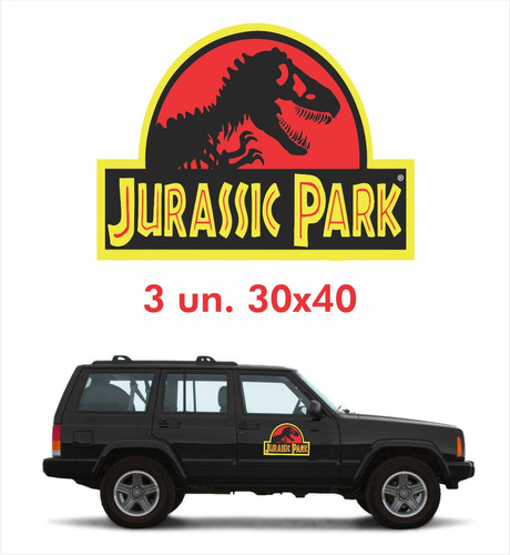 Kit Adesivo Emblema Faixa Jurassic Park Jeep Cherokee Black