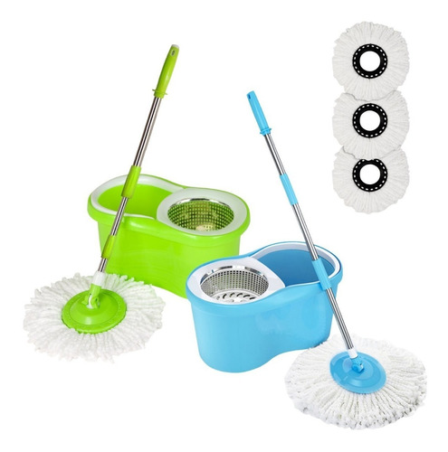 Balde Spin Mop 360 Centrifuga 3 Esfregão Cesto Inox Full