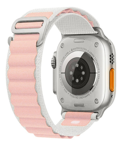 Pulseira Alpine Tecido Para Apple Watch Ultra 49mm 45mm 44mm Cor Branco/ Rosa