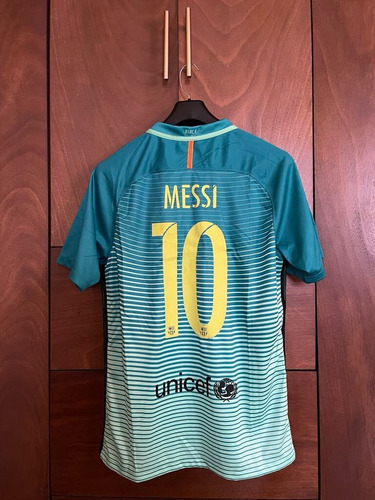 Jersey Retro Fútbol Barcelona Messi Menta Turquesa 2016-17