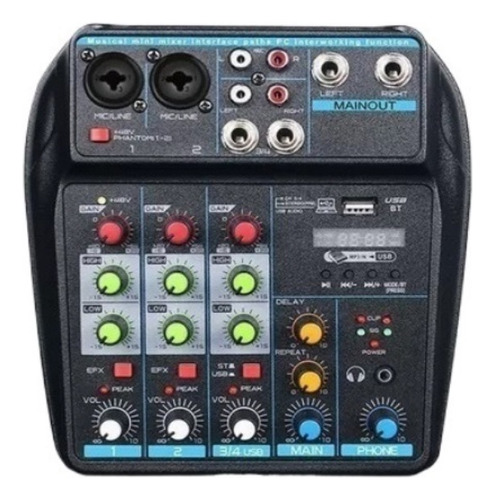 Mezclador Portátil 4 Canales Bluetooth Mp3 Usb Phantom Mixer