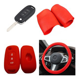 Cubre Volante + Funda Llave Silicona - Renault Kwid - Rojo