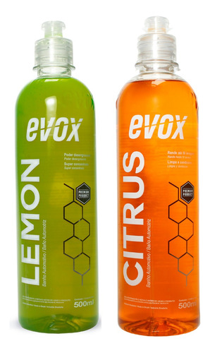 Kit Shampoo Automotivo Lemon 500ml + Citrus 500ml Evox