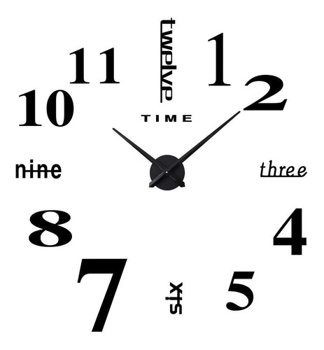 Reloj Pared Moderno 3d Adhesivo  Plano Decorativo 20-120cm