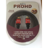 Cabo Hdmi Blindado 2m Full Hd Ponta Dourada Kit 3 Unidades