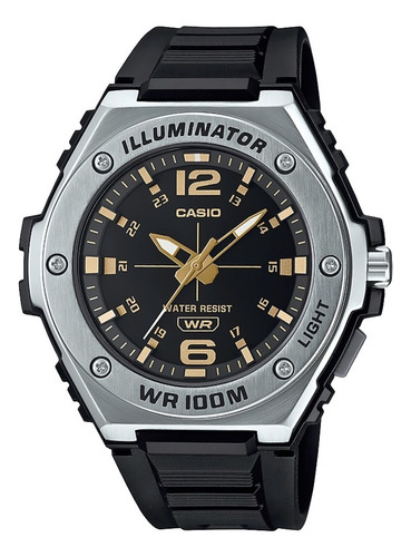 Reloj Casio Illuminator Analogo Negro Original E-watch Color Del Bisel Plateado