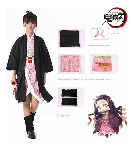 Traje De Cosplay Infantil Kamado Nezuko Cazador De Demonios