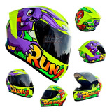 Casco Para Moto Morado Amarillo Rojo Conejo Certificado Neon