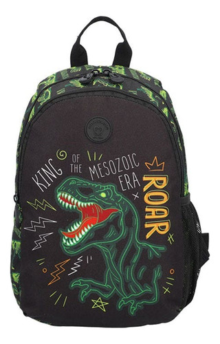 Mochila Escolar Infantil Homeschool Saxoline Dinosaurio Color Negro Dinosaurio Diseño De La Tela Poliéster