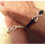 Par Pulseras De Cuero Símbolo Infinito  Pareja Amor Alianza