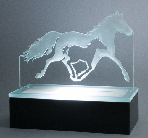 Lámpara De Caballo Y Potrillo Cristal Juan Vargas Glass Art