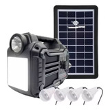 Kit Panel Solar Con Radio Portatil + 4 Bombillos Led + Usb