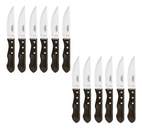 Cuchillo Jumbo Asado Mango Madera Polywood 12unid Tramontina