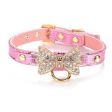 Lovpe Oro Del Diamante De Bling Giltter Collar De Cuero De M