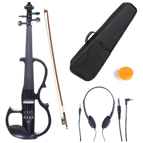 Violin Electrico Silenciador De Madera Solida Con Accesorios