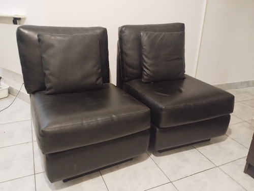 Par De Sillones Usados De Cuerina Ecológico Color Negro 