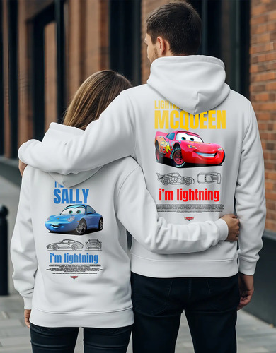 Kit Moletom Casal Desenho Sally & Mcqueen 100% Algodão | Parcelamento sem juros