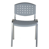 Silla Fija Oficina Apilable Plastica Caños En Gris Reforzada Color Gris Claro