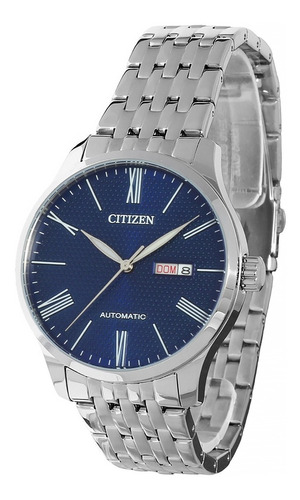 Relógio Citizen Masculino Automatico Tz20804f Azul Aço Prata