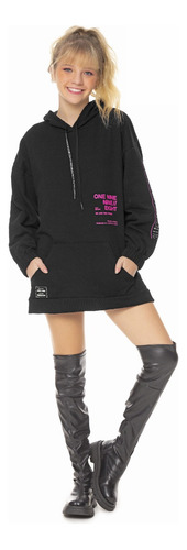 Blusa De Frio Feminina Moletom Juvenil Oversized Capuz Bolso