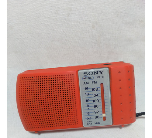 Radio. Sony. Icf .8 Color Naranja. Unica Am.fm