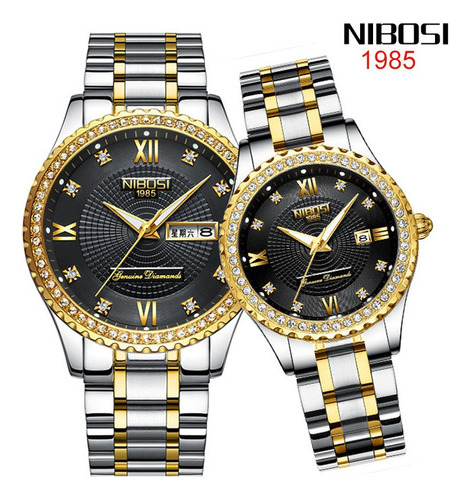 Relógios De Casal Nibosi Luxury Quartz, 2 Peças