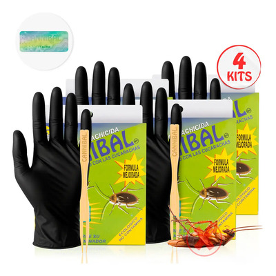 Veneno Ecológico Cannibal® Mata Cucarachas No Tóxico Paquete De 4 Cajas Con Holograma + Kit De Aplicador Y Guante Para Casa Y Jardín | Meses sin interés