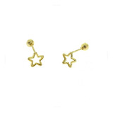 Arete Broquel Silueta Estrella Oro 14k Kt Niña Mujer Regalo