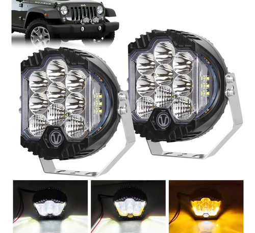 Par Faros Led Superpotente Redondo 5'' Tipo Baja Luz Blanca