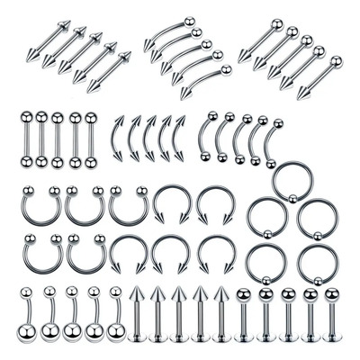 60 Piezas De Acero Inoxidable Para Labret Nasal Y Y | Envío gratis