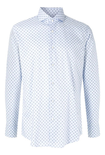 Camisa Masculina Hugo Boss Em Jersey - Branco/azul Marinho