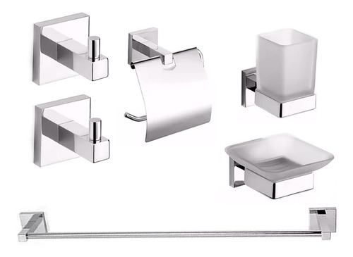 Accesorio Baño Piazza Unique 6 Piezas 2 Perchas P/vaso