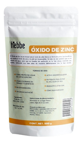 Oxido De Zinc Puro En Polvo (talco, Desodorante) 500g