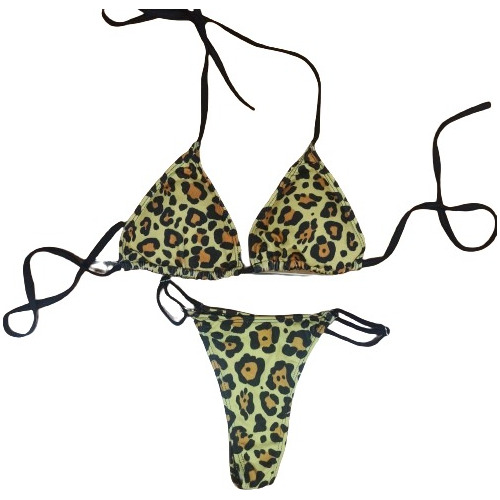 Bikini Triangulo Animal Print Colaless Regulable