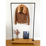 Campera De Cuero Marron Zara Cuello Desmontable Talle S