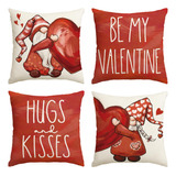 Fundas De Almohada De Gnomos De Abrazos Y Besos 45 Cm Rojas