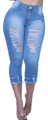 Calça Jeans Capri Cigarrete Cós Alto Lycra Strech Envio 24h