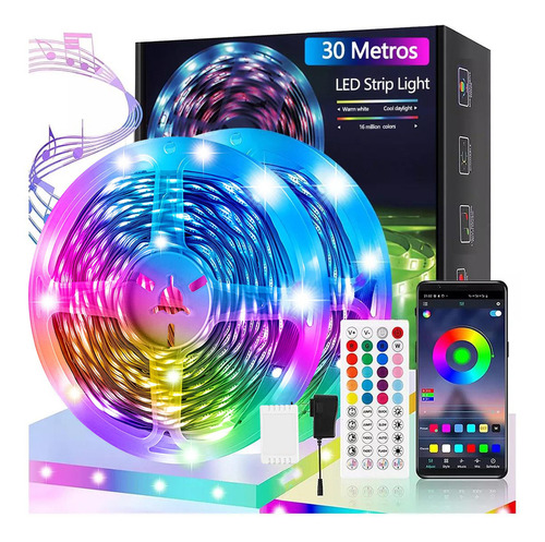 Tira De Luces Led Rgb 30m Bluetooth App Control Música Ritmo