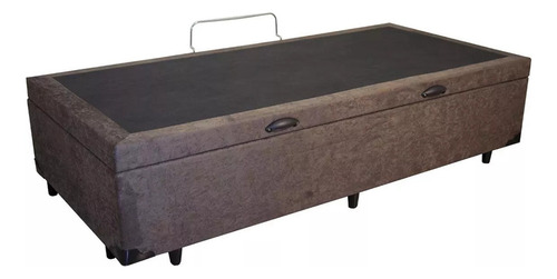 Cama Box Baú Solteirão King Blindado Suede Marrom