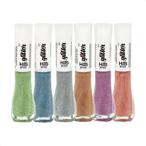 Kit De Esmaltes Hits Diamante Glitter Refletivo 5free 6un