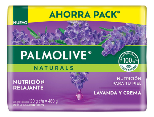 Palmolive 4 Jabónes Naturals Nutrición Relajante En Barra  120 G