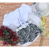 Conjunto Short Saia Animal Print Com Cinto E Cropped De Bojo