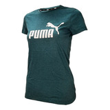 Remera Puma Essentials Logo Heather Moda Vrd Lt/bca Mujer