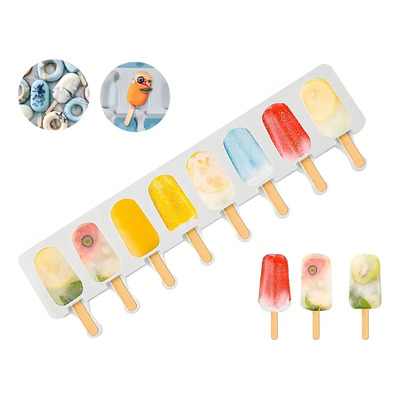 Molde Silicona Blanco Paletas Hielos Chocolates Mini Magnums 8 Cavidades