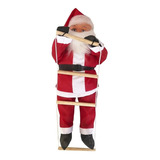 Decoração Natalina 1 Boneco Papai Noel Subindo Escada Oferta