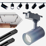 Kit Trilho 2m Preto Eletrificado+6 Spots Led 7w Branco 6500k