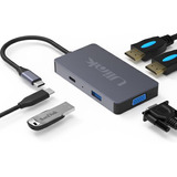 Hub Adaptador Type-c (5en1) 4k Hdmi X2/ Vga/ Type-c/ Usb 3.0