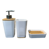 Kit De Baño Set X3 Dispenser + Vaso + Porta Cepillo Dientes